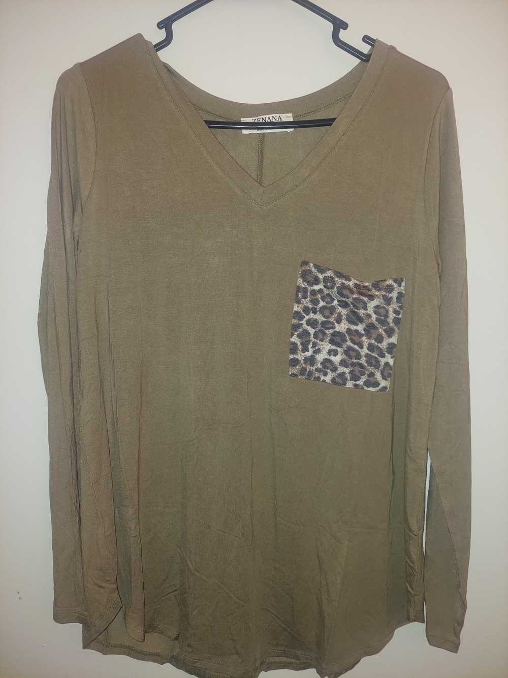 Zenana Outfitters Olive V-Neck Casual Top